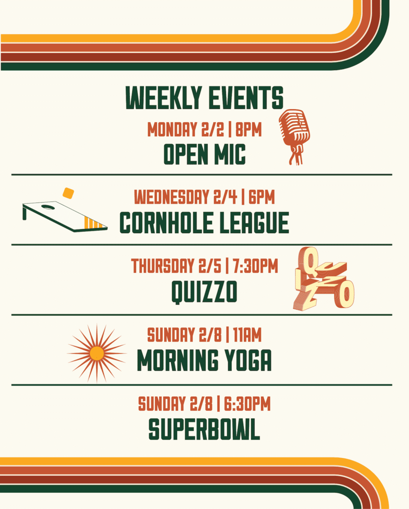 An image of Wissahickon Brewing Company's list of food trucks on schedule the week of December 15